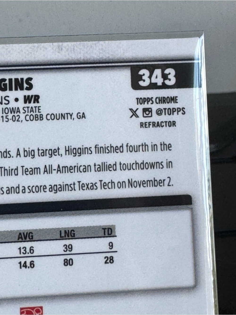 🔥 2025 Jayden Higgins Topps Chrome Rookie Refractor - Picture 2 of 3